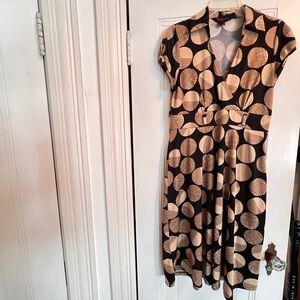 Robbie Bee Brown and Cream Polka Dot Dress